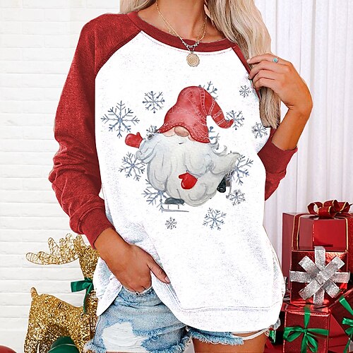 

Women's Sweatshirt Pullover Basic Black Red Gray Snowflake Dandelion Christmas Round Neck Long Sleeve S M L XL 2XL 3XL