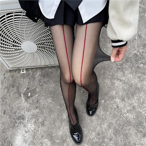 

Women's Stockings Summer Tights Sunscreen Leg Shaping High Elasticity Sexy Casual Daily Black color Red H86 line crotch