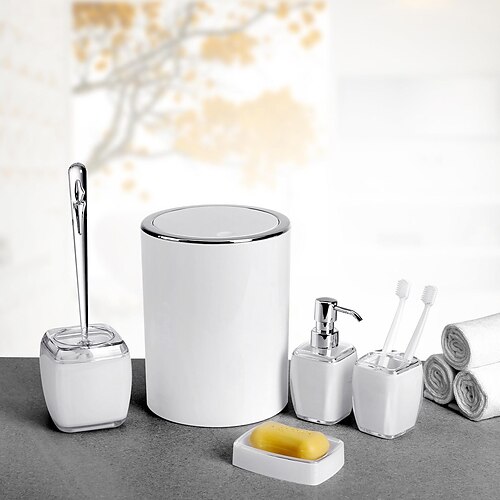 

Bathroom Accessories Set 5 Piece Acrylic Set,Toothbrush Cup,Soap Dispenser,Soap Dish,Toilet Brush Holder,Trash Can