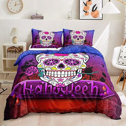 

Housse de couette 3d Halloween ensembles de literie housse de couette avec 1 housse de couette ou couvre-lit, 1 feuille, 2 taies d'oreiller pour double/reine/roi (1 taie d'oreiller pour jumeau/simple)