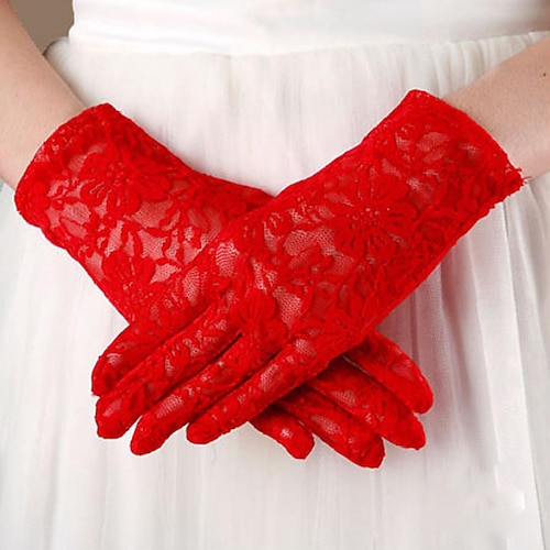 

Encaje Hasta la Muñeca Guantes Fiesta / Noche / Elegante Con Color Puro Boda / guante del partido