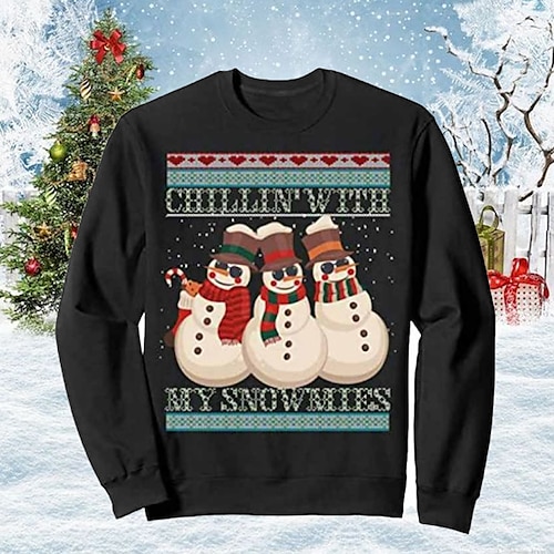 

Kids Boys Ugly Christmas Sweatshirt Pullover Letter Snowman Long Sleeve Crewneck Children Top Outdoor Sweatshirt Pullover Fashion Cute Black Blue Navy Blue Winter 7-13 Years