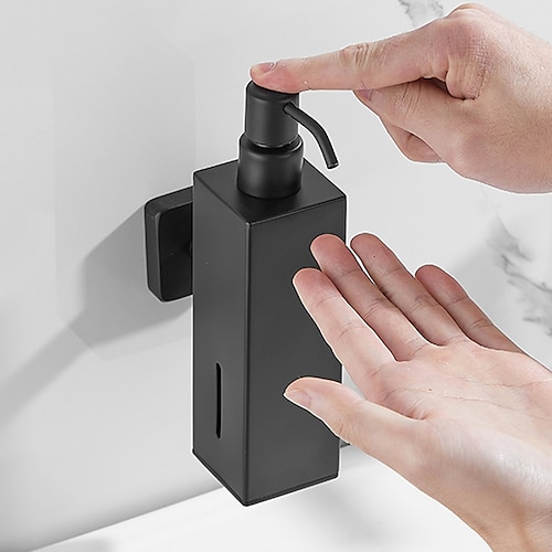 

Soap Dispenser Stainless Steel 304 Wall Mount Liquid and Soap Dispenser for Kitchen and Bathroom Matte Black 1pc Gift for Family