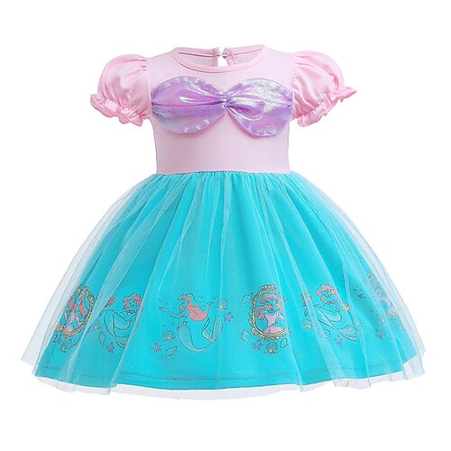 

Toddler Girls' Party Dress Animal Party Dress Dress Formal Patchwork Crew Neck Short Sleeve Fashion Dress 3-7 Years Spring Blue Pink Yellow