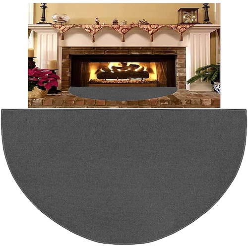 

Large Half Round Fireproof Fireplace Mat Hearth Area Rug Fire Retardant Flame Resistant Floor Covering Protection Pad Non-Slip Floor Protector