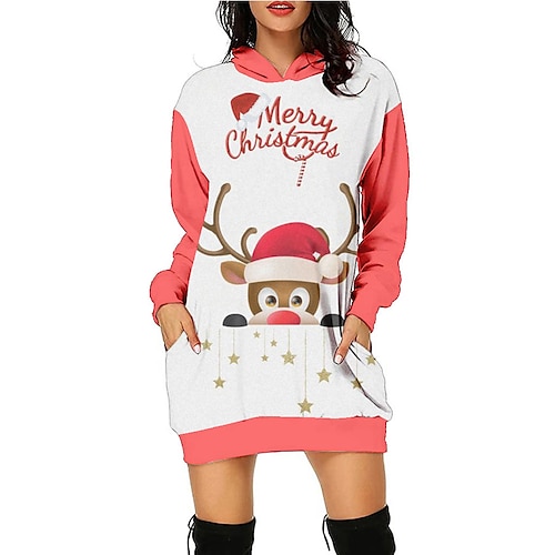 

Reindeer Masquerade Hoodie Women's Christmas Christmas Carnival Masquerade Adults' Christmas New Year Eve Polyester Top