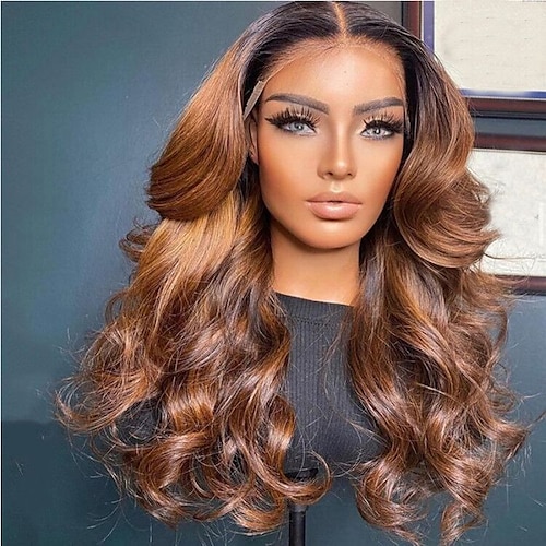 

Unprocessed Virgin Hair 13x4 Lace Front Wig Free Part Brazilian Hair Wavy Brown Wig 130% 150% Density with Baby Hair Ombre Hair Natural Hairline 100% Virgin Pre-Plucked For Women Long Human Hair Lace