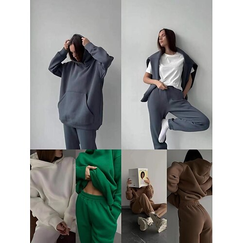 

Women's Shirt Hoodie Pants Trousers Green Blue Solid Color Graphic S M L XL