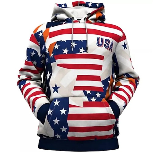 

Men's Pullover Hoodie Sweatshirt Red Hooded Graphic Prints National Flag Print Daily Sports 3D Print Basic Streetwear Designer Spring Fall Clothing Apparel Hoodies Sweatshirts