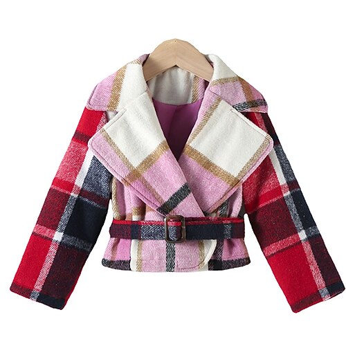 

Toddler Girls' Winter Jacket Plaid Fashion Outdoor Coat Outerwear 7-13 Years Winter Red