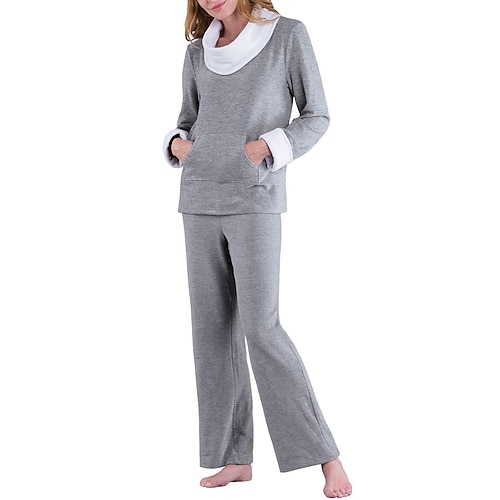 

Women's Loungewear Sets Sweatsuit 2 Pieces Pure Color Warm Fashion Simple Home Daily Vacation Fleece Halter Neck Long Sleeve Pullover Pant Winter Fall Pink Gray