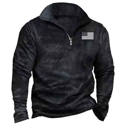 

Men's Zip Up Sweatshirt Pullover Quarter Zipper Sweatshirt Black Half Zip Graphic Prints National Flag Zipper Print Daily Sports 3D Print Basic Designer Casual Spring Fall Clothing Apparel Hoodies