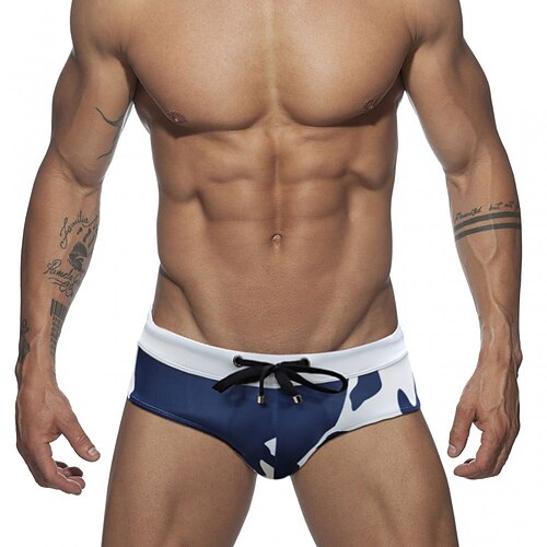 

Men's Basic Panties Briefs Swim Briefs 1 PC Underwear Fashion Simple Comfort Drawstring Print Plant Mid Waist Touch of Sensation Comfort Blue Yellow M L XL