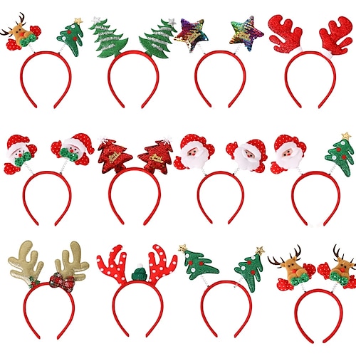 

4PCS Cartoon Red Christmas Hair Band Santa Claus Snowman Antlers Headband Merry Christmas Decor Adult Kids Naviidad Gifts Noel Toys