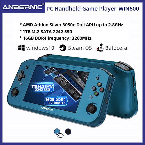 

ANBERNIC Upgraded WIN600 Handheld Game Console 16GB 3200MHz Portable PC Pocket Mini Laptop 3050e/3020e With Win10/Steam OS System Batocera-Supported