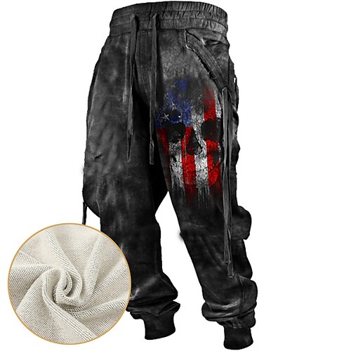 

Herre Cargo-bukser Joggingbukser Jogger Bukser Snørelukning Sidelommer Bånd Grafisk Amerikansk flag Komfort Åndbart Afslappet Daglig Streetwear Bomuldsblanding Terry Sport Mode Sort Blå Mikroelastisk