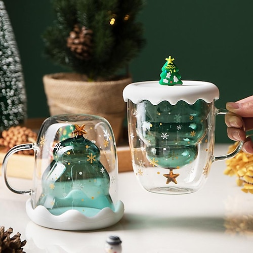 Double Cup Glass Wall Stars, Cute Double Wall Glass Mug