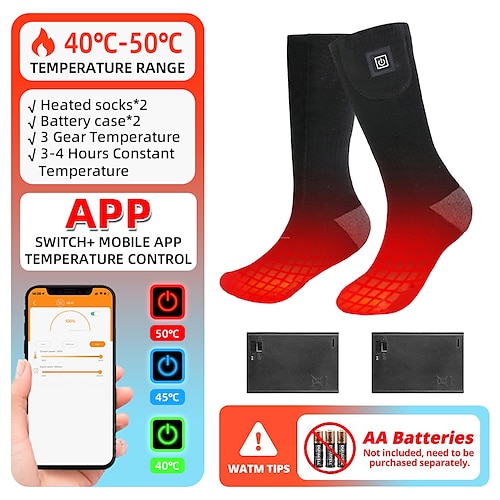 

Heated Socks Thermal Socks Men's Women's Heating Foot Warmer APP Control Battery Case Electric Socks Warm Socks Cycling Riding Ski Hiking Winter