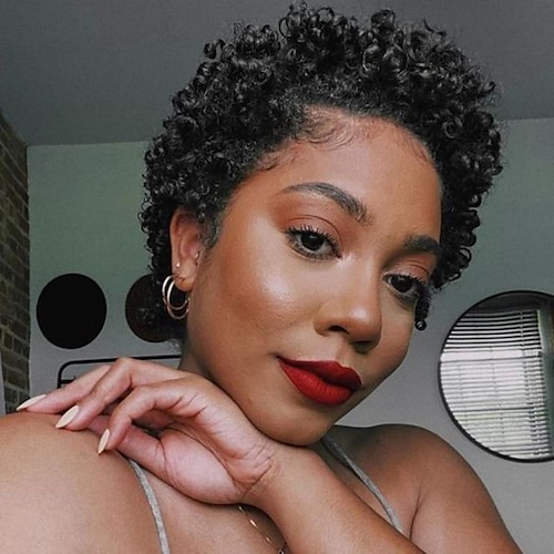 

Short Bob Pixie Cut Wig Human Hair Afro Kinky Curly Wigs Brazilian Hair Virgin Full Machine Cheap Wigs For Women Human Hair