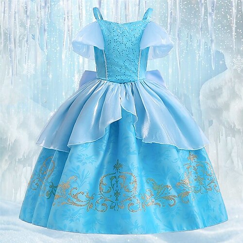 

Frozen Elsa Toddler Girls' Christmas Party Dress Graphic Party Dress Dress Formal Off Shoulder Sleeveless Fashion Dress 3-7 Years Spring Blue