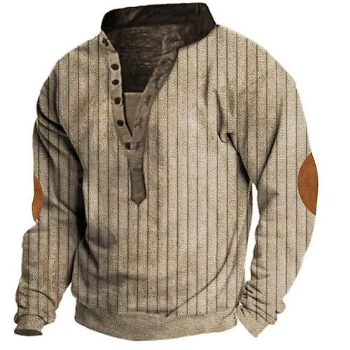 

Men's Sweatshirt Pullover Brown Standing Collar Stripes Graphic Prints Print Casual Daily Sports 3D Print Streetwear Designer Casual Spring Fall Clothing Apparel Hoodies Sweatshirts