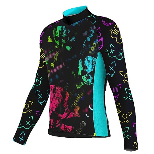 

Men's Cycling Jersey Long Sleeve Bike Jersey Top with 3 Rear Pockets Mountain Bike MTB Road Bike Cycling Breathable Quick Dry Moisture Wicking Reflective Strips Black Skull Spandex Sports Clothing