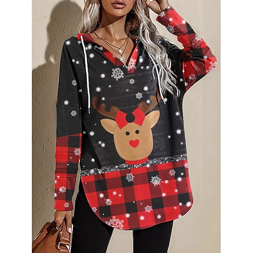 

Reindeer Masquerade Hoodie Women's Christmas Christmas Carnival Masquerade Adults' Christmas New Year Eve Polyester Top