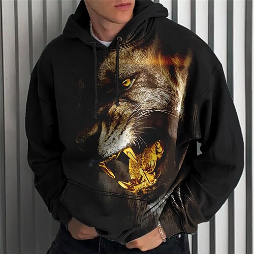 

Men's Pullover Hoodie Sweatshirt Green Blue Brown Gray Hooded Animal Graphic Prints Print Daily Sports 3D Print Basic Streetwear Designer Spring & Fall Clothing Apparel Hoodies Sweatshirts