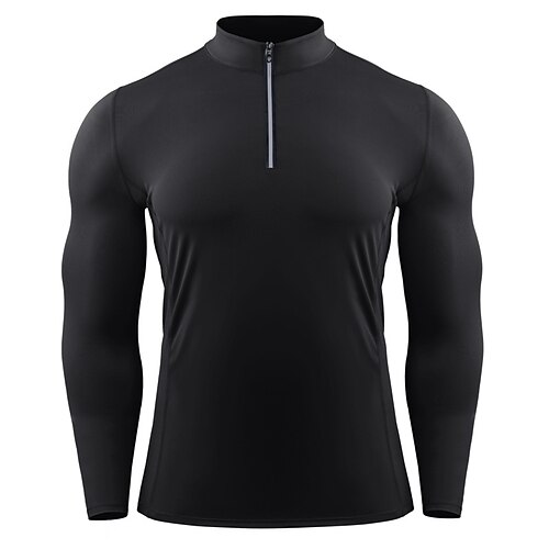 

Men's Workout Shirt Running Shirt Half Zip Long Sleeve Top Athletic Athleisure Winter Breathable Quick Dry Soft Running Jogging Training Sportswear Activewear Solid Colored Black Blue Burgundy