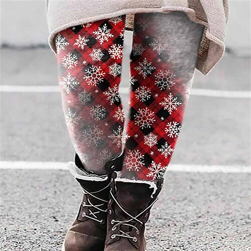 

Women's Plus Size Fleece Pants Christmas Pants Trousers Print Plaid Snowflake Cat Casual Daily High Full Length Winter Fall Green Blue Red XL XXL 3XL 4XL 5XL