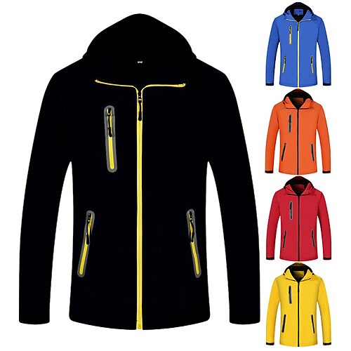 

Men's Hiking Jacket Outdoor Front Zipper Dust Proof Soft Stretchy Jacket Full Length Visible Zipper Hunting Fishing Climbing Black Yellow Dark Navy Orange Red