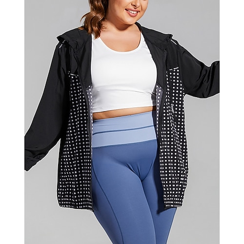 

Oversized Running Fast Dry Loose Sports Top Coat Hooded Zipper Cardigan Gymnasium Dot Yoga Dress Women