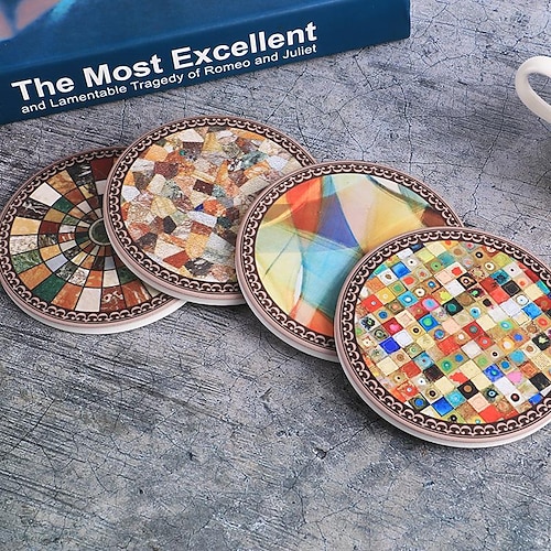 

manufacturers supply amazon creative cork heat insulation pad ceramic coaster european and american round coffee mug coaster