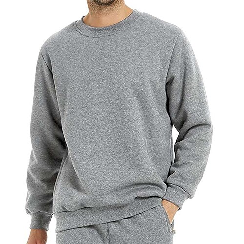 

Men's Sweatshirt Green Black Light gray Dark Gray Red Crew Neck Solid Color Sports Outdoor Daily Sports Fleece Casual Big and Tall Fall Winter Clothing Apparel Hoodies Sweatshirts