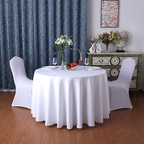 

toalha de mesa de casamento branca jacquard redonda capa de mesa de festa de jantar de natal para festas de buffet internas ao ar livre, jantar de férias