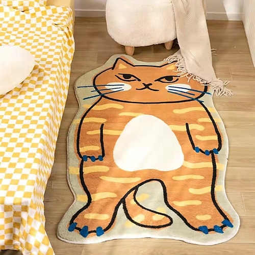 

Floor Mat Cartoon Cat Shaped Imitation Cashmere Carpet Children's Room Bedroom Anti-fall Bedside Blanket Bay Window Tatami Non-slip Mat