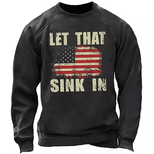 

Men's Sweatshirt Pullover Green Black Blue Brown Crew Neck Graphic Prints National Flag Patchwork Print Daily Sports Holiday 3D Print Streetwear Designer Casual Spring Fall Clothing Apparel Hoodies