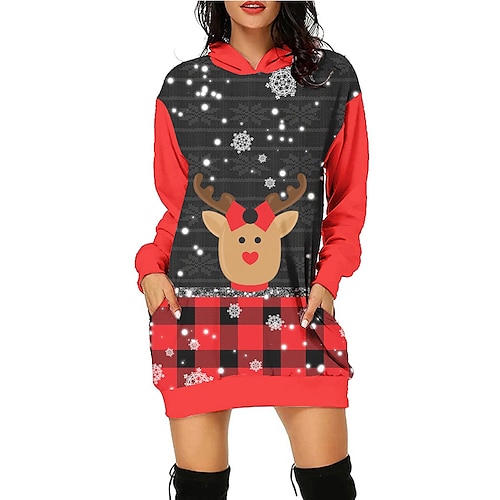 

Reindeer Masquerade Hoodie Women's Christmas Christmas Carnival Masquerade Adults' Christmas New Year Eve Polyester Top