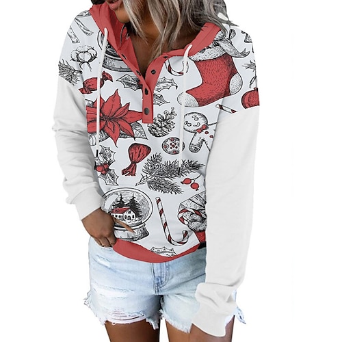 

Christmas Candy Cane gingerbread Masquerade Hoodie Women's Christmas Christmas Carnival Masquerade Adults' Christmas Vacation Polyester Top