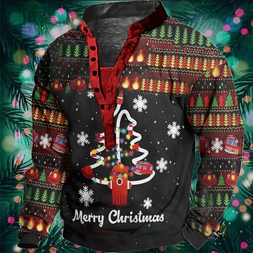 

Men's Sweatshirt Pullover Black Standing Collar Christmas Tree Graphic Prints Print Casual Daily Sports 3D Print Streetwear Designer Casual Spring Fall Clothing Apparel Hoodies Sweatshirts