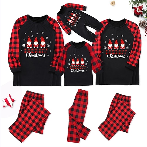 

Christmas Pajamas Family Letter Home Crewneck Black Long Sleeve Adorable Matching Outfits