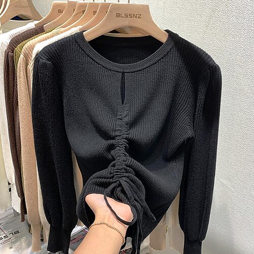 

spot 2022 spring new sweater ladies autumn and winter western style large size lapel outer wear bottoming sweater knitted sweater women