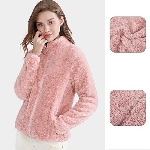 

Women's Hiking Fleece Jacket Winter Outdoor Thermal Warm Windproof Breathable Lightweight Outerwear Trench Coat Top Hunting Ski / Snowboard Fishing Green Black Pink Dark Blue