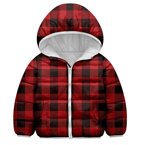 

Toddler Boys Christmas Hoodie Jacket Outerwear Plaid Long Sleeve Zipper Coat Christmas Gifts Adorable Daily Green Blue Purple Winter Fall 7-13 Years