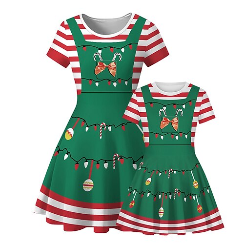 

Kids Girls' Dress Color Block A Line Dress Above Knee Dress Casual Crew Neck Short Sleeve Adorable Dress 7-13 Years Spring Green Light Green Wine