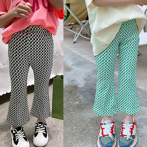 

Toddler Girls' Pants Graphic Daily Outdoor Cotton 3-7 Years Fall Green Black / Spring