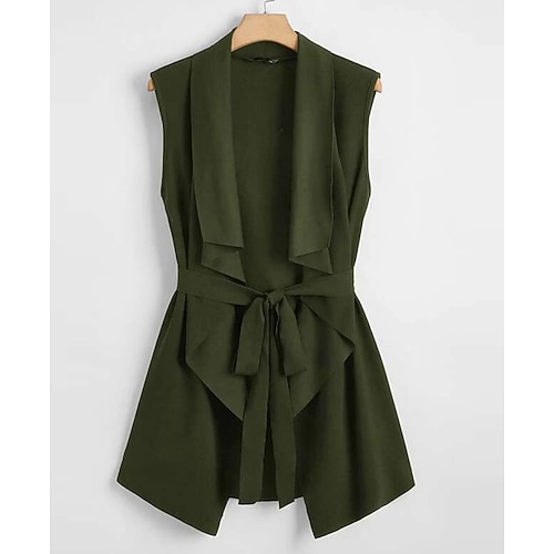 

Women's Plus Size Vest Plain Holiday Vacation Sleeveless Open Front Regular Winter Fall Green L XL XXL 3XL 4XL