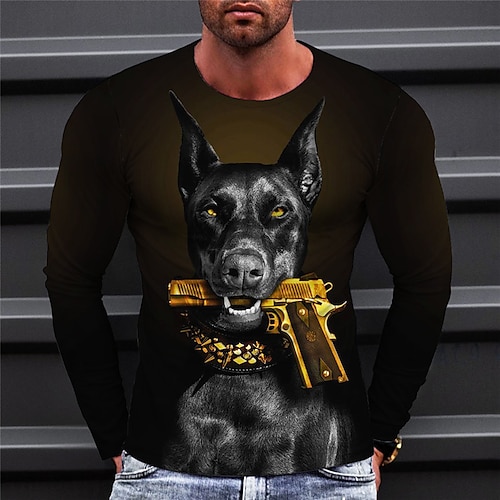 

Homens Camiseta Animal Cachorro Estampas Abstratas Gola Redonda Verde Azul Amarelo Vermelho Impressão 3D Ao ar livre Rua Manga Longa Imprimir Roupa Básico Esportes Designer Casual