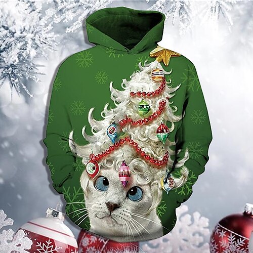 

Grinch Kids Girls' Ugly Christmas Hoodie Cartoon Outdoor Long Sleeve Pocket Vacation 7-13 Years Winter Green Black Mint Green