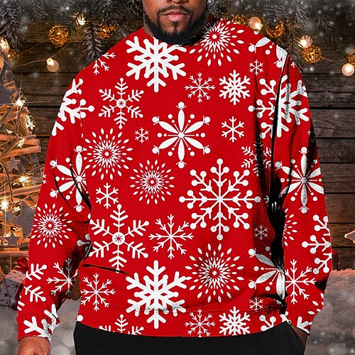 

Men's Plus Size T shirt Tee Big and Tall Graphic Crew Neck Long Sleeve Spring & Fall Basic Fashion Streetwear Comfortable Christmas Casual Tops